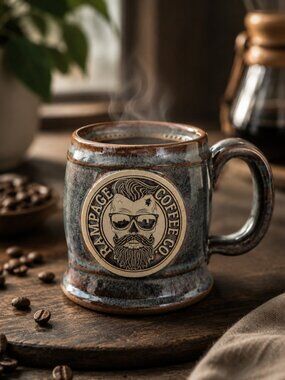 Sunset Hill Stoneware Rampage Coffee Co app 12 oz Handmade Mug USA